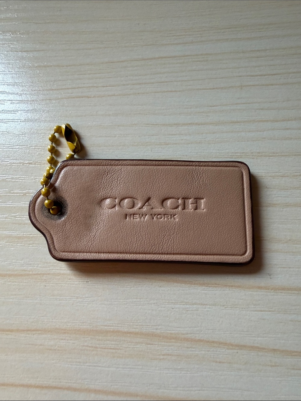 Coach Leather Bag Tag in Nude Tan